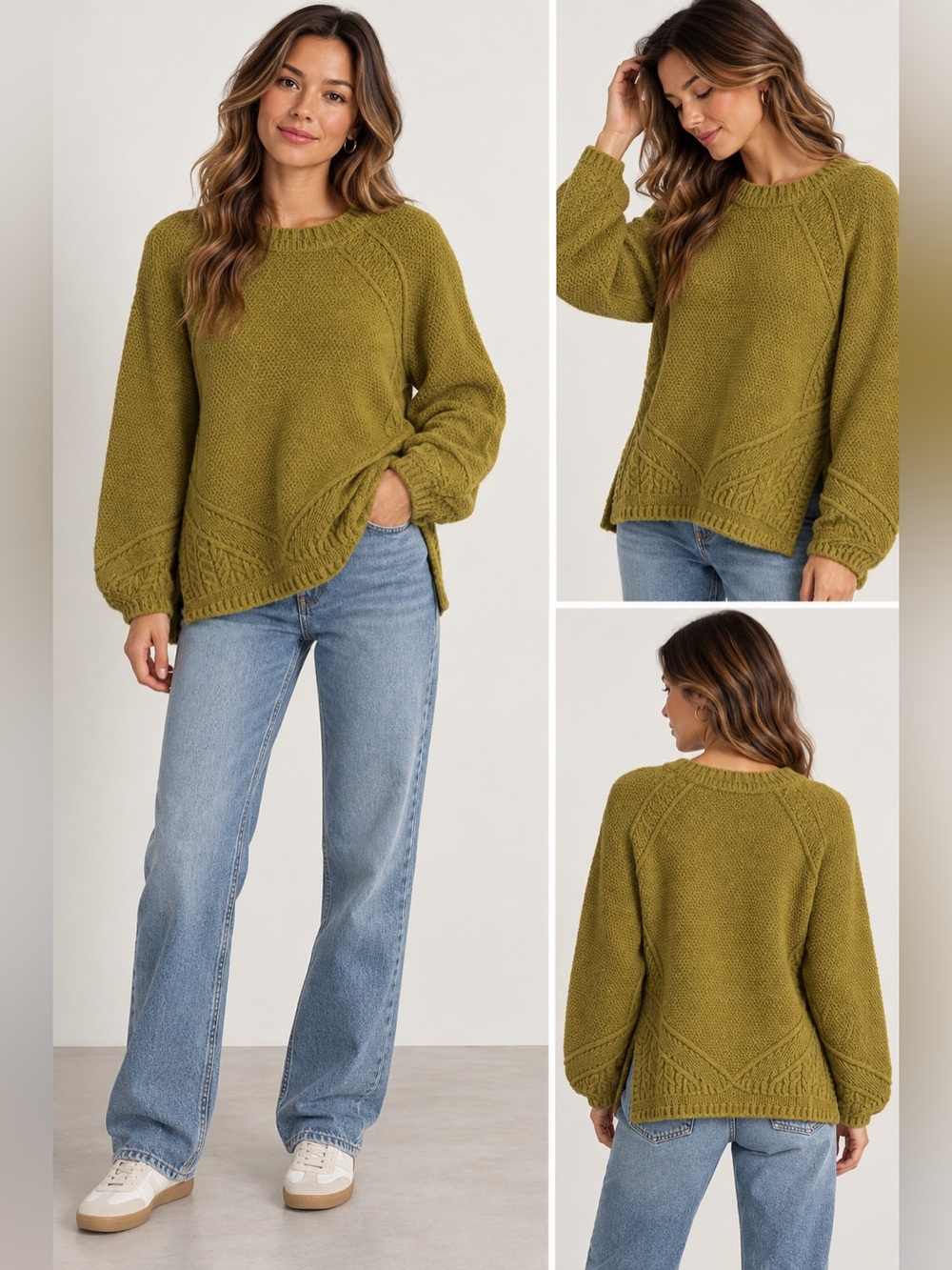 saltwater LUXE Olive-Tone Textured Crewneck Sweater
